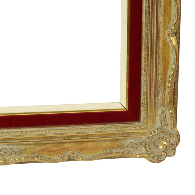 Vintage Baroque Style Gilt Frame in Red Velvet For Sale - Image 16 of 18