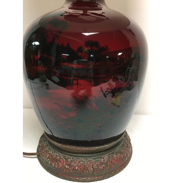 Chinoiserie Royal Doulton Flambé Lamp For Sale - Image 3 of 11