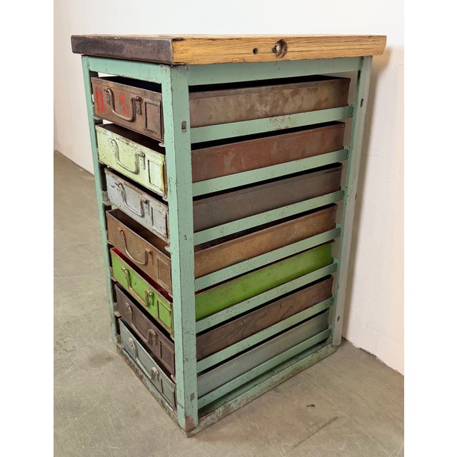 Vintage Industrial Iron Chest of Drawers, 1950s For Sale - Image 6 of 15