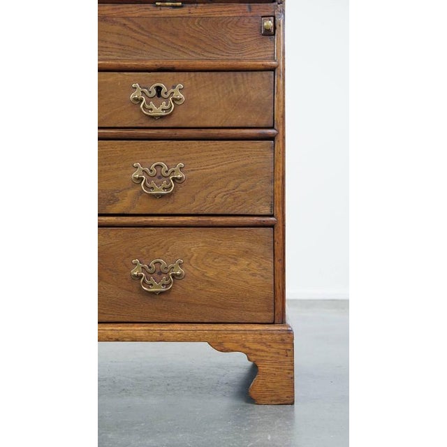 Large Early 19th Century English Oak Secretary with a Stepped Interior and Working Locks For Sale - Image 15 of 17