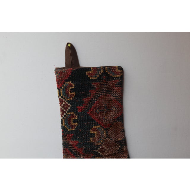 Late 19th Century Luxury Antique Rug Stocking – One of a Kind Handmade Wall Hanging Home Decor For Sale - Image 5 of 6