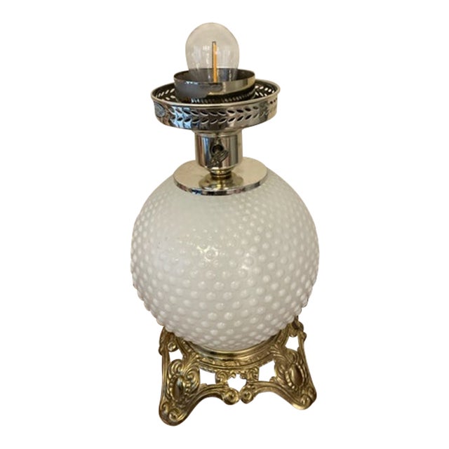 Ef Industries #338 White Milk Glass Hobnail Table Lamp 1970 For Sale