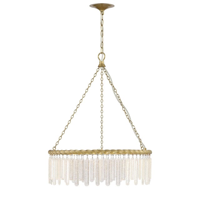 Brass Reverie Brass and Crystal 3-Light Circular Contemporary Chandelier For Sale - Image 8 of 8
