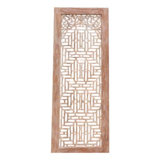 Reconstructed Ethereal Whitewash Lattice Carved Door For Sale