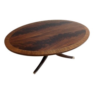 Ethan Allen Flame Mahogany Chippendale Duncan Phyfe Style Oval Mahogany Banded Coffee Table For Sale