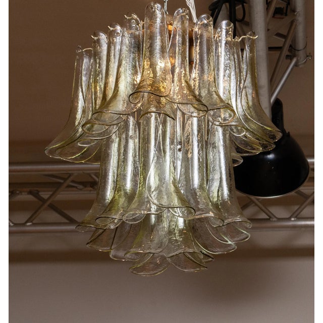 Bright & Green Tone Clear Crystal Glass Petal Flush Mount from La Murrina, 1970s For Sale - Image 4 of 8