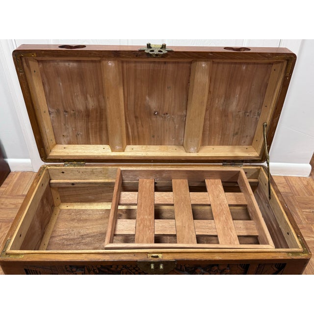 Mid-Century Hand-Carved Chinese Camphor Wood Chest, Hong Kong For Sale In San Francisco - Image 6 of 12