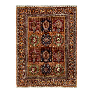 Rust Sultani Garden Panel Wool Rug, 5'10" X 8'1" For Sale