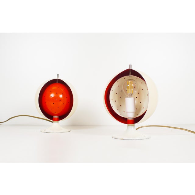 Cream Vintage Eclisse Table Lamps by Anvia, Netherlands, 1960s, Set of 2 For Sale - Image 8 of 13