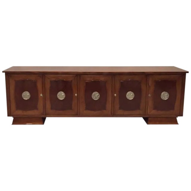 French Art Deco Five-Door Buffet With Silver Plaques For Sale