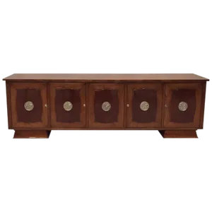 French Art Deco Five-Door Buffet With Silver Plaques