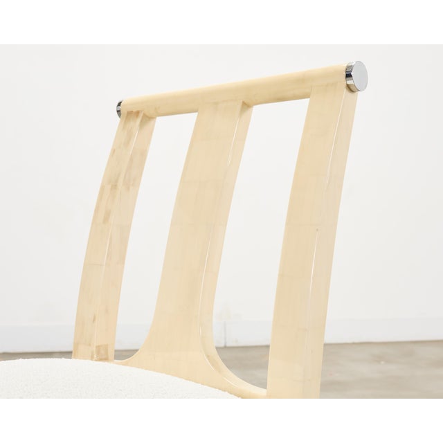 Mid 20th Century Enrique Garcel Colombian Tessellated Bone Chair With Bouclé For Sale - Image 5 of 18