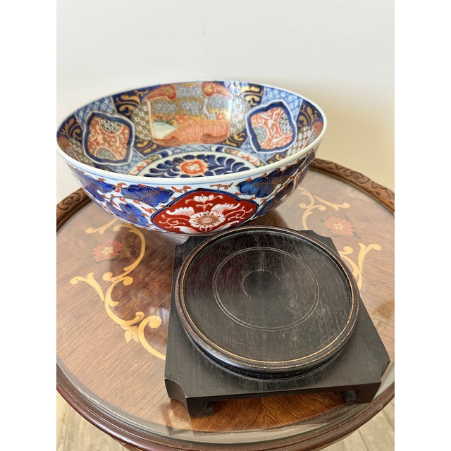 White Japanese Imari Porcelain Punch Bowl For Sale - Image 8 of 9