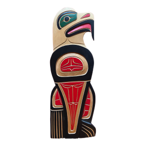 Squamish Nation Carved Wood and Paint Decorated Eagle Wall Sculpture by Neil Baker