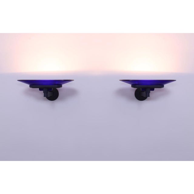 Postmodern Blue Jill Sconces by Perry King and Santiago Miranda for Arteluce, 1980s, Set of 3 For Sale - Image 6 of 12