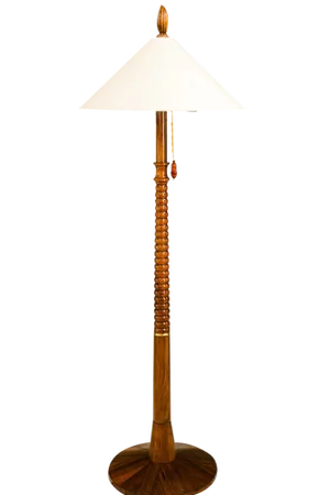 Floor Lamp in Wood with Fabric Shade, Vienna, 1950s