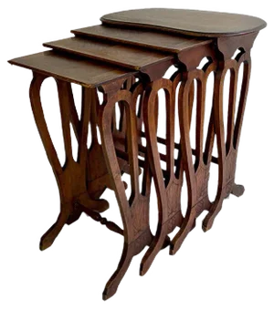 French Walnut Nesting Tables 1920s, Set of 4