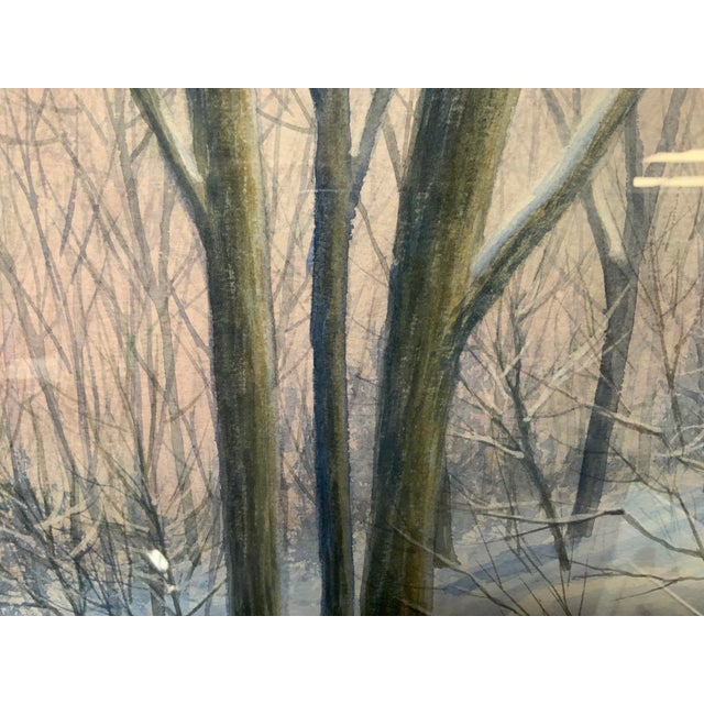 1980’s Winter Scene Watercolor by Charles McCaughtry For Sale - Image 9 of 12