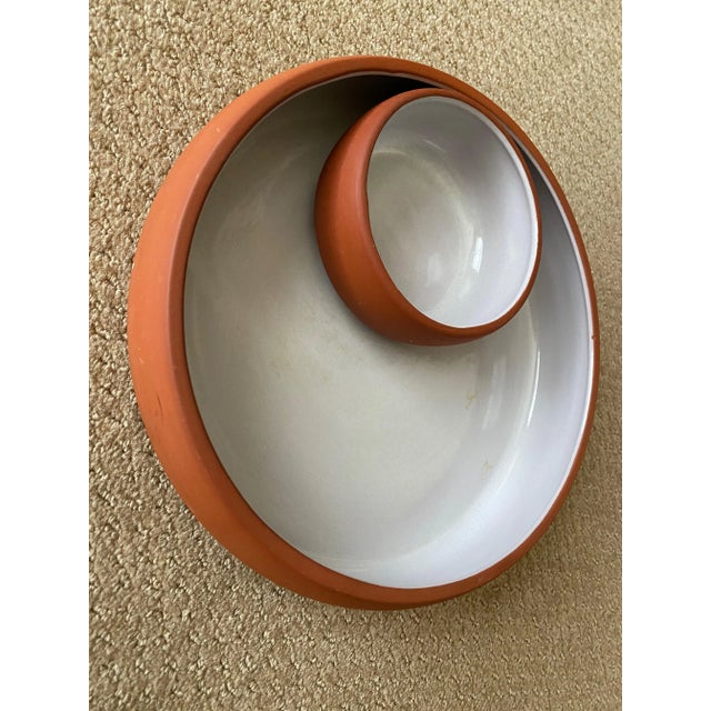 Vintage 1970s Bortner and Bortner Terracotta Chip and Dip Matte Terracotta With High Gloss Glaze Interior For Sale - Image 9 of 9