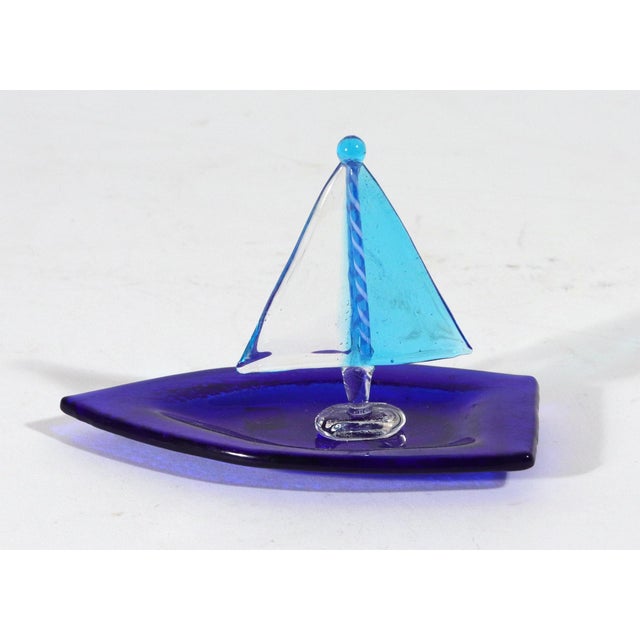 Glass Vintage Modern Murano Glass Model of Sailing Ships For Sale - Image 7 of 18