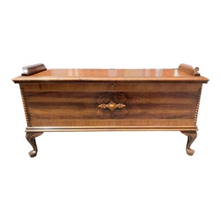 Lane Flame Mahogany With Inlays Blanket Chest Storage Bench With Cedar Lining For Sale