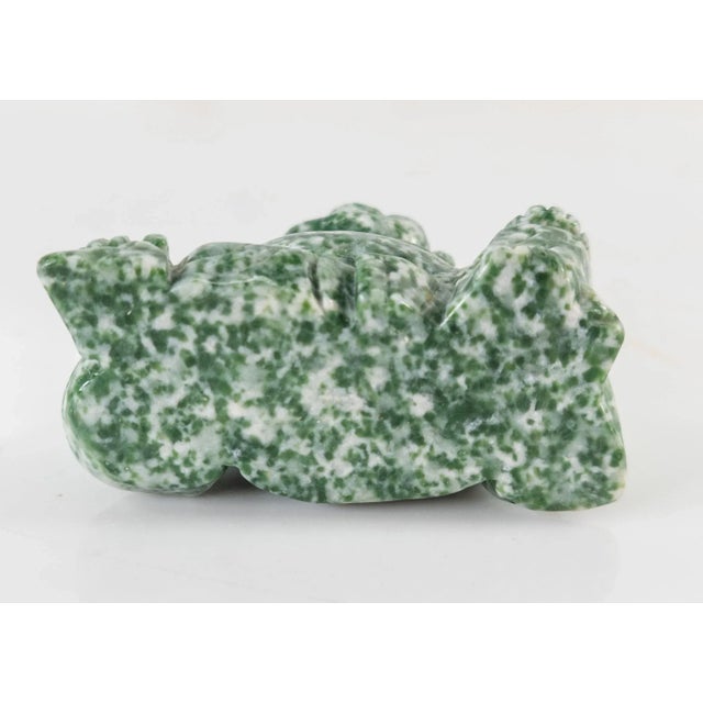 Stone Chinese Carved Mottled Green & White Stone Laughing Buddha Figurine For Sale - Image 7 of 8