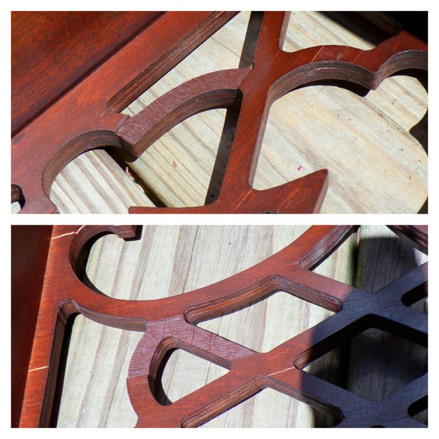 Vintage Mahogany Chippendale Style Bookcase Bookshelf Etagere Display Shelves For Sale - Image 17 of 17
