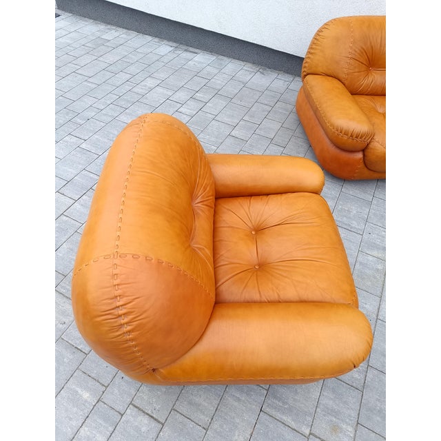 Brown Cognac Leather Sapporo Armchair from Mobil Girgi, Italy, 1970s For Sale - Image 8 of 10