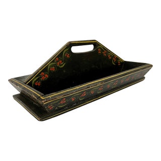 Antique Tole Painted Cutlery Tray/Caddy For Sale