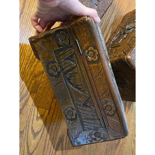 Mid 20th Century Vintage Asian Large Handmade Carved Wooden Boxes Set of 3 For Sale - Image 10 of 10