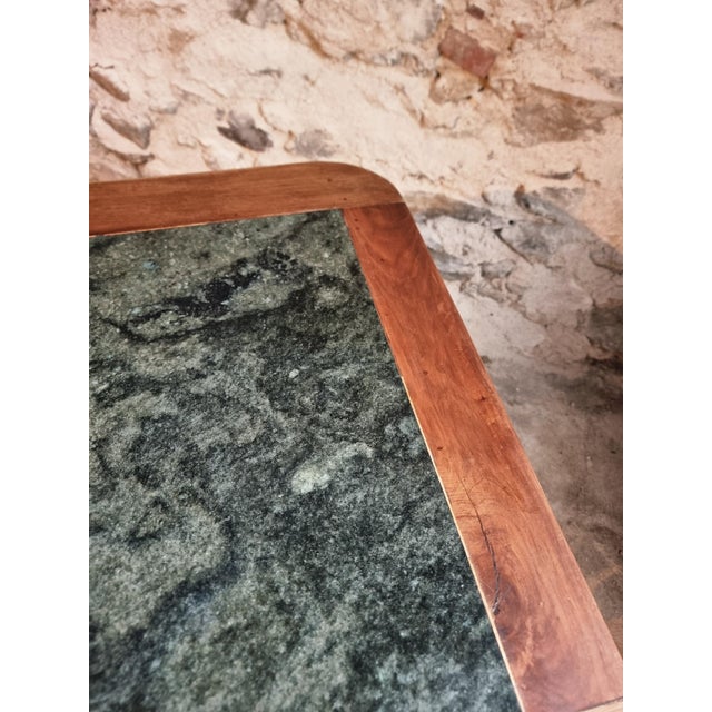 French Oak and Walnut Dining Table with Marble Top For Sale - Image 17 of 18