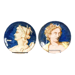 19th Century French Majolica Decorative Plates - Set of 2