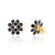 Not Yet Made - Made To Order 18k Yellow Gold Deep Blue Sapphire Floral CLuster Earrings With Diamonds- A Pair For Sale - Image 5 of 9