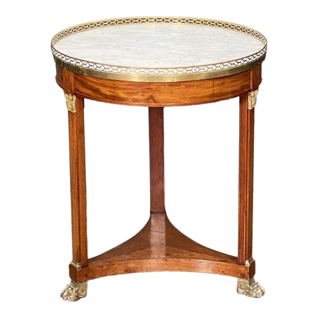 French Marble-Top Round Table or Guéridon in the Empire Style For Sale