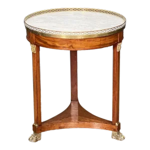French Marble-Top Round Table or Guéridon in the Empire Style
