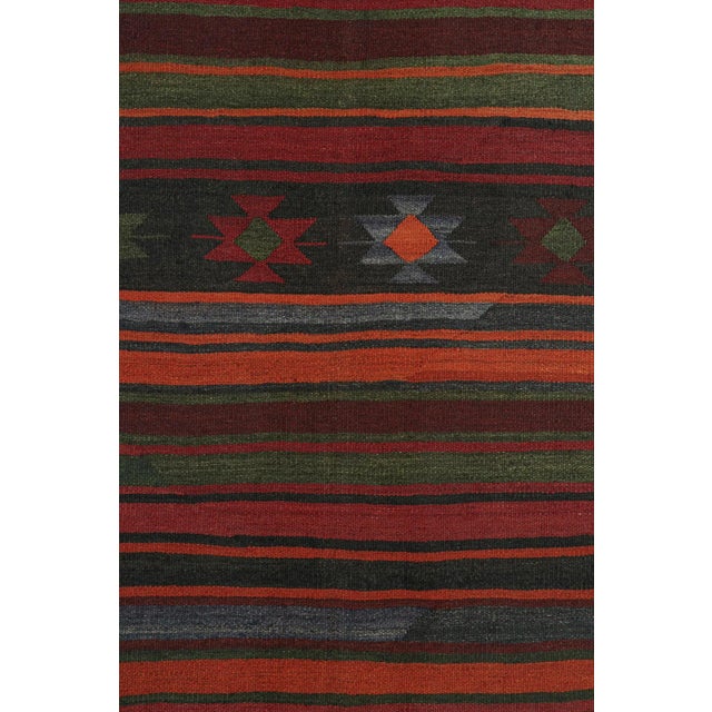 1950s Vintage Persian Kilim in Burgundy With Polychromatic Stripes by Rug & Kilim For Sale In New York - Image 6 of 8