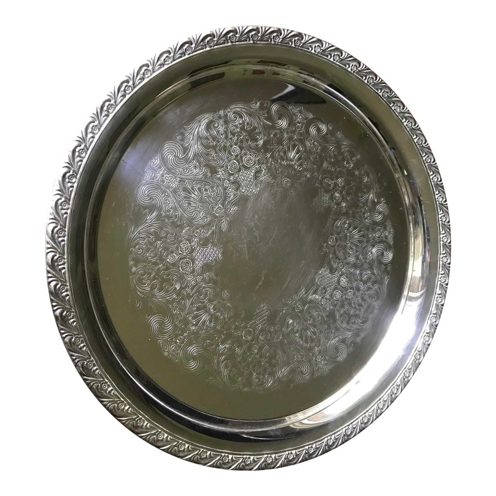 Vintage WM Rogers SilverPlate Round Tray Chairish