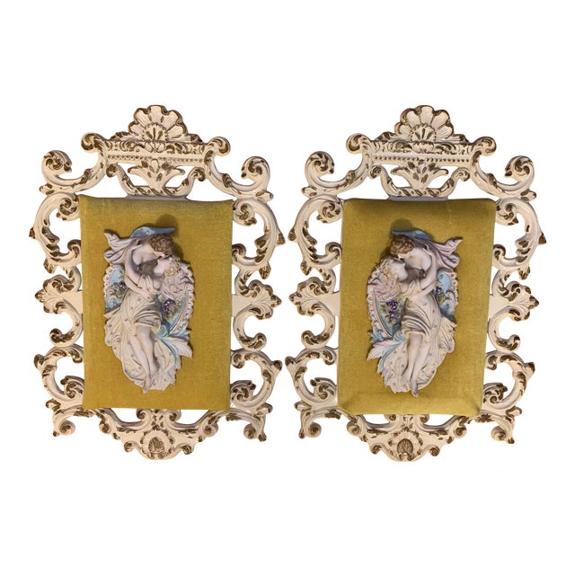 Mid 20th Century German Bisque Wall Plaques - a Pair For Sale