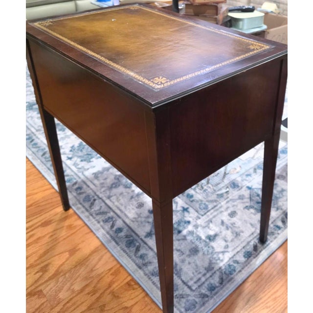 Stickley Stickley Pair Traditional Classics Series Two-Drawer Leather-Top Accent Side Table For Sale - Image 4 of 11