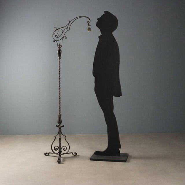 Antique Art Nouveau Floor Lamp in Iron, Italy For Sale - Image 3 of 7