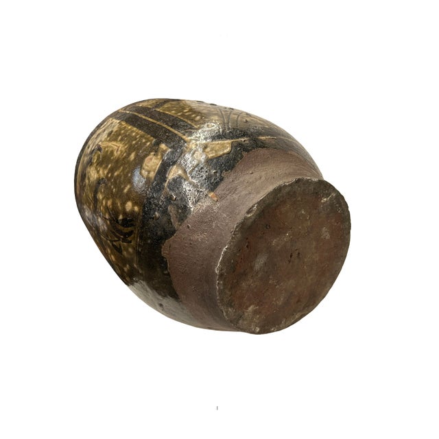 Vintage Earthy Beige Brown Village Rural Pottery Ceramic Pot Vase For Sale In San Francisco - Image 6 of 6