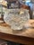 Footed Crystal cut glass rose bowl. Features a globose shape, a short pedestal foot, Cut Criss-Cross & Fan Design. This is...