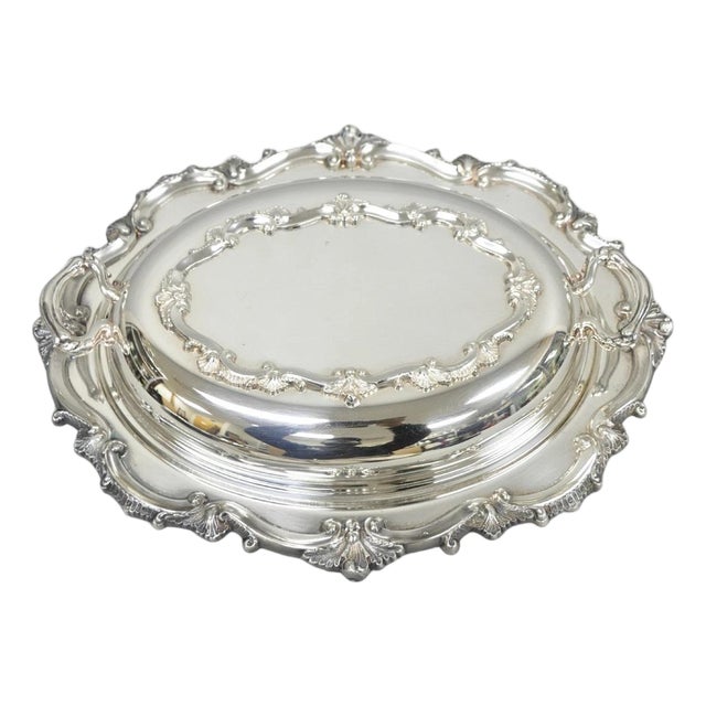 Vintage Victorian Silver Plated Covered Vegetable Serving Dish With Glass Liner For Sale
