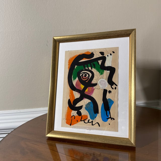 Abstract 1970s Peter Robert Keil Original Painting Abstract Miro Style Modern Art Signed Framed For Sale - Image 3 of 8