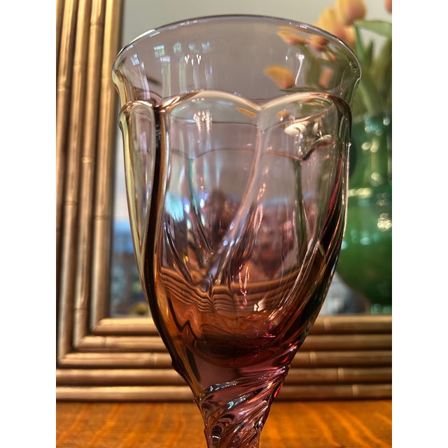 Glass Late 20th Century Noritake “Sweet Swirl” Cranberry Glassware - A Set of 24 For Sale - Image 7 of 8