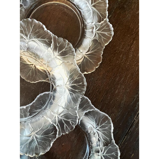 Antique Lalique France Crystal Honfleur Geranium Set of Four bowls 6" Diameter c1940s The Lovely set of 4 Antique Lalique...