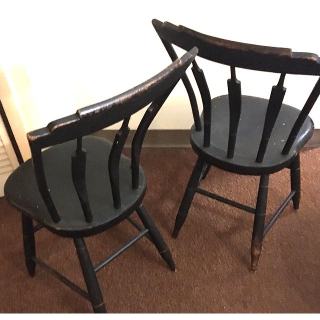 Black Hitchcock New England Spindle Back Painted Chairs Set of Four For Sale - Image 8 of 16