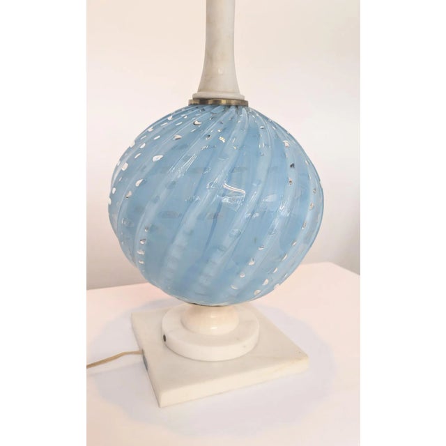 Vintage Balboa 1950’s Venetian Glass Aqua Blue Lamp, Hand Made in Italy For Sale - Image 4 of 12