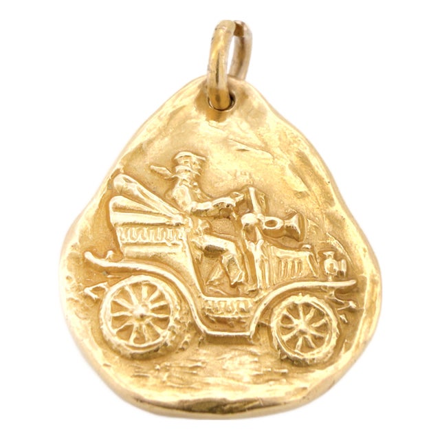 Vintage 1960s Italian 18k Ford Model T Pendant, Open Roadster, Commercial Roadster, Runabout For Sale