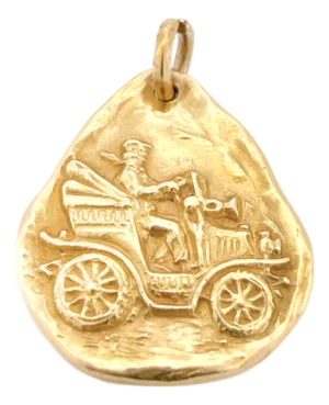 Vintage 1960s Italian 18k Ford Model T Pendant, Open Roadster, Commercial Roadster, Runabout